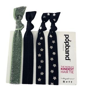 4 hair bands - black, 2 star, mint Popband
